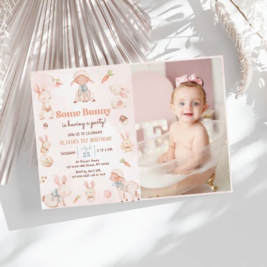 Enkele Bunny Easter Egg Spring verjaardagsfoto Kaart