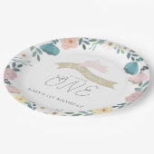 Enkele Bunny Floral Garden 1st Birthday White Papieren Bordje (Gekanteld)