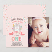 Enkele Bunny Paaslente verjaardagsuitnodiging Kaart (Voorkant / Achterkant)