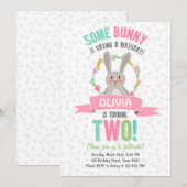 Enkele Bunny Paaslente verjaardagsuitnodiging Kaart (Voorkant / Achterkant)