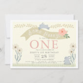 Enkele Bunny Pastel Yellow 1st Verjaardag Kaart (Voorkant)