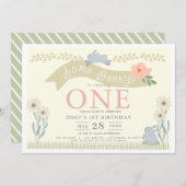 Enkele Bunny Pastel Yellow 1st Verjaardag Kaart (Voorkant / Achterkant)