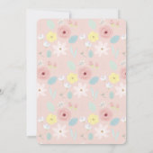 Enkele Bunny Pink Floral Butterfly 1st Birthday Kaart (Achterkant)