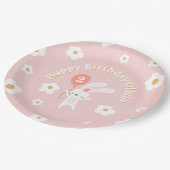 Enkele Bunny Schattigee Retro Kids Verjaardagsfees Papieren Bordje (Gekanteld)