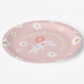 Enkele Bunny Schattigee Retro Kids Verjaardagsfees Papieren Bordje (Gekanteld)