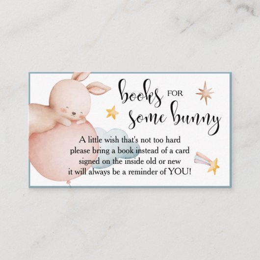 Enkele Bunny Shooting Star-boeken voor Baby shower Informatiekaartje (Voorkant)