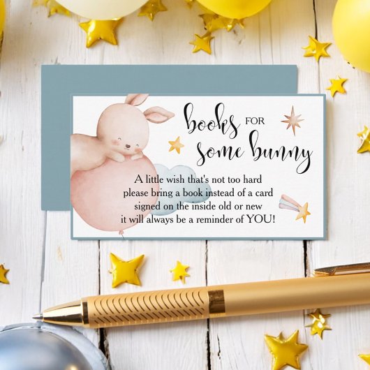 Enkele Bunny Shooting Star-boeken voor Baby shower Informatiekaartje