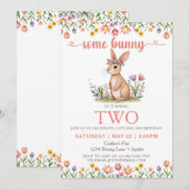 Enkele Bunny Verjaardag Schattigee Konijn Bloemen  Kaart (Voorkant / Achterkant)