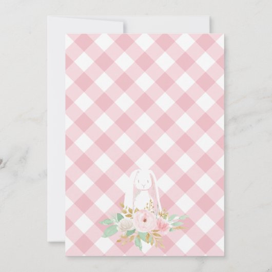 Enkele Bunny Verjaardag Uitnodiging Bloemen en Roz (Achterkant)