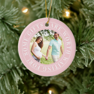 Enkele cadeaus roze zwangere baby zwangerschap fot keramisch ornament