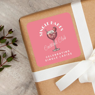 Enkele Dames Roze Cocktail Meiden Nacht Vierkante Sticker