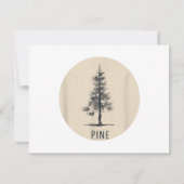 Enkele dennenboom outfit save the date (Achterkant)