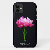 Enkele Elegante Roze Pioen Personaliseer Case-Mate iPhone Case (Achterkant)