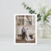 Enkele foto bruiloft wit dank u Briefkaart (Staand voorkant)