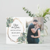 Enkele foto eucalyptus geo lijst opslaan van de da save the date (Staand voorkant)