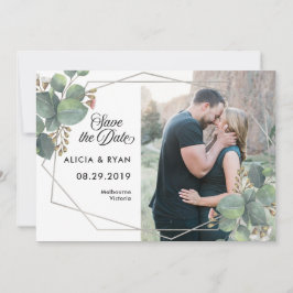 Enkele foto eucalyptus geo lijst opslaan van de da save the date