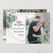 Enkele foto eucalyptus geo lijst opslaan van de da save the date (Voorkant / Achterkant)