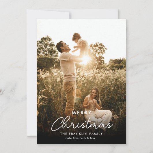 Enkele foto foto Christmas Kaart Modern Plaid (Voorkant)