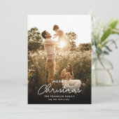 Enkele foto foto Christmas Kaart Modern Plaid (Staand voorkant)