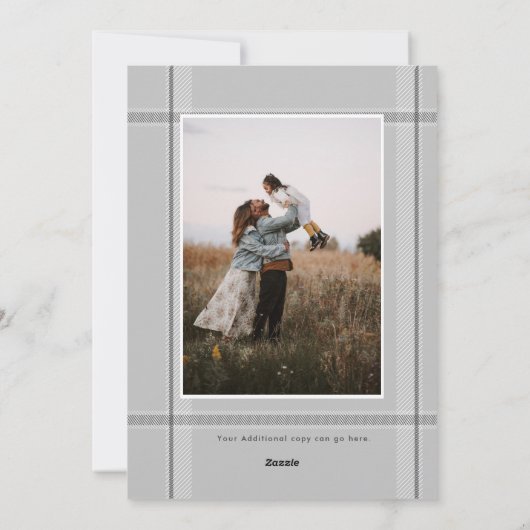 Enkele foto foto Christmas Kaart Modern Plaid (Achterkant)