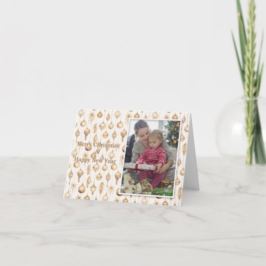 Enkele foto Vakantie Ornament Kerst Kaart (Voorkant)