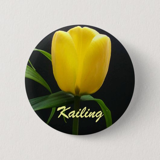 Enkele gele tulp bloem ronde button 5,7 cm (Voorkant)
