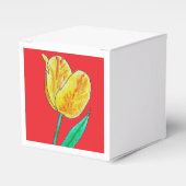 Enkele Gele Tulp Rode Accenten Bedankdoosjes (Voorkant Zijde)