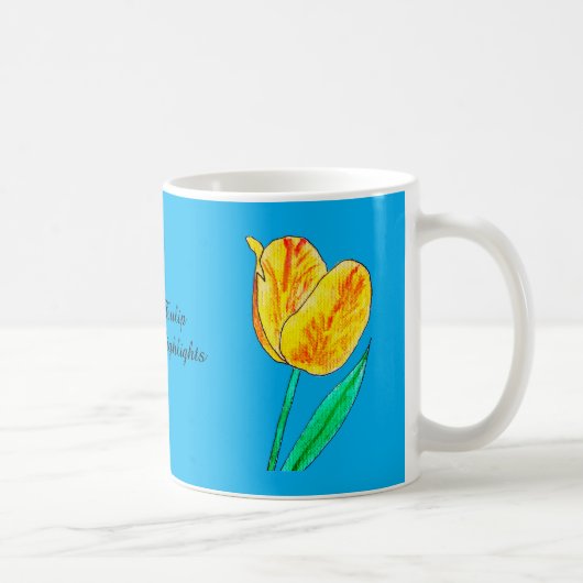Enkele Gele Tulp Rode Accenten  Koffiemok (Rechts)