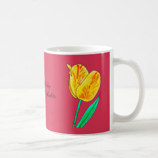 Enkele Gele Tulp Rode Accenten Koffiemok