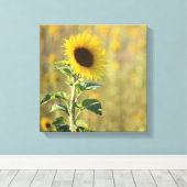 Enkele gele zonnebloem foto canvas afdruk (Insitu (Houten vloer))