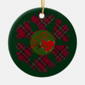 Enkele geruite sneeuwvlok keramisch ornament (Voorkant)