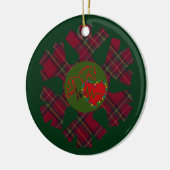 Enkele geruite sneeuwvlok keramisch ornament (Links)