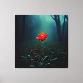Enkele gloeiende rode bloem kunst canvas afdruk (Voorkant)