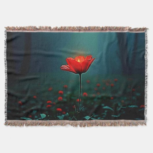 Enkele gloeiende rode bloem kunst deken (Voorkant)