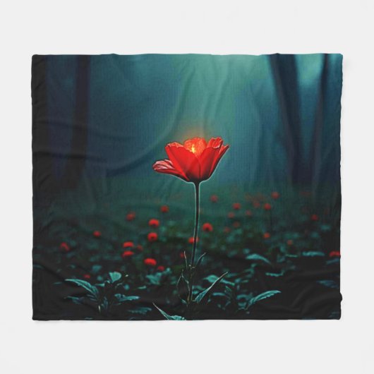 Enkele gloeiende rode bloem kunst fleece deken (Voorkant (Horizontaal))