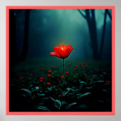 Enkele gloeiende rode bloem kunst poster (Voorkant)
