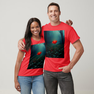Enkele gloeiende rode bloem kunst t-shirt