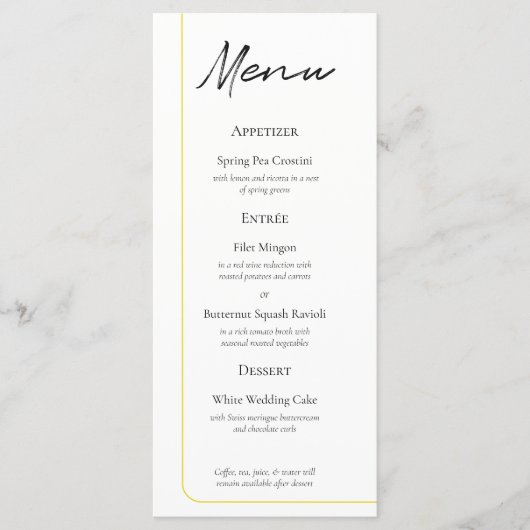 Enkele Gouden Huwelijksmenu-draad Menu (Voorkant)