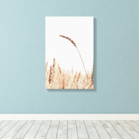 Enkele gouden tarwe hoofd op licht canvas afdruk (Insitu (Houten vloer))
