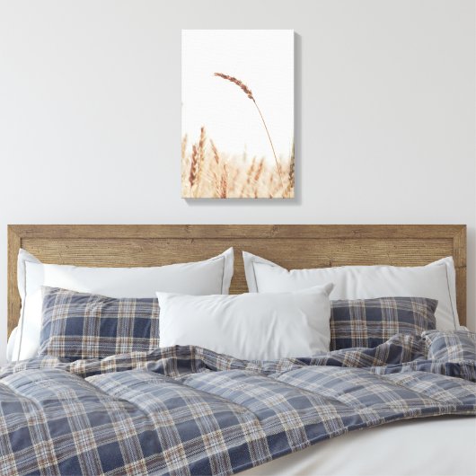 Enkele gouden tarwe hoofd op licht canvas afdruk (Insitu (Slaapkamer))