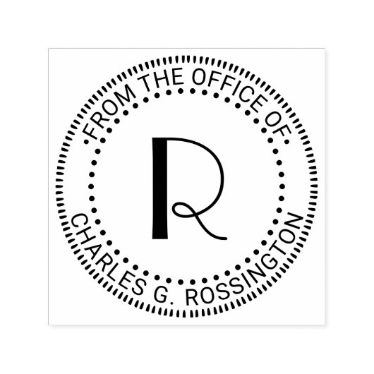 Enkele initiaal letter monogram “Van kantoor” Zelfinktende Stempel (Design)