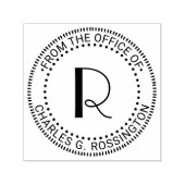 Enkele initiële letter monogram “Van kantoor” Zelfinktende Stempel (Design)