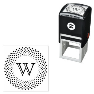 Enkele initiële monogram ronde gestippelde lijst #  zelfinktende stempel