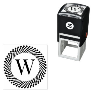 Enkele initiële monogram ronde gestippelde stippen zelfinktende stempel