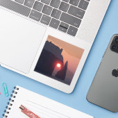 Enkele kaart sticker (Laptop met iPhone)