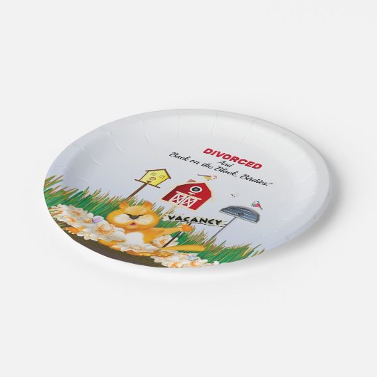 Enkele kat nodigt vogels uit | Echtscheidingsparti Papieren Bordje (Gekanteld)