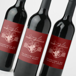 Enkele Klaar om te Feesten Cupido Rode Valentijnsf Wijn Etiket