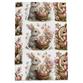 Enkele konijntje paasmand wilde bloem medium cadeauzakje (Voorkant)