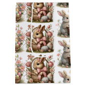 Enkele konijntje paasmand wilde bloem medium cadeauzakje (Achterkant)
