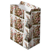 Enkele konijntje paasmand wilde bloem medium cadeauzakje (Achterkant Gekanteld)